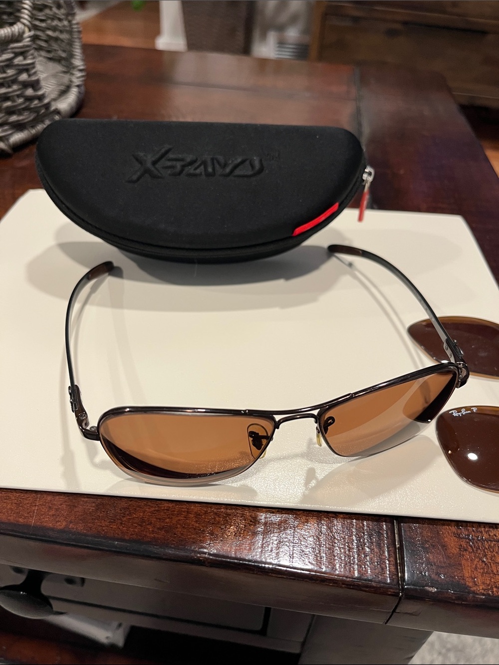 Ray-Ban Men’s Brown Lens Sunglasses with Gunmetal Frame